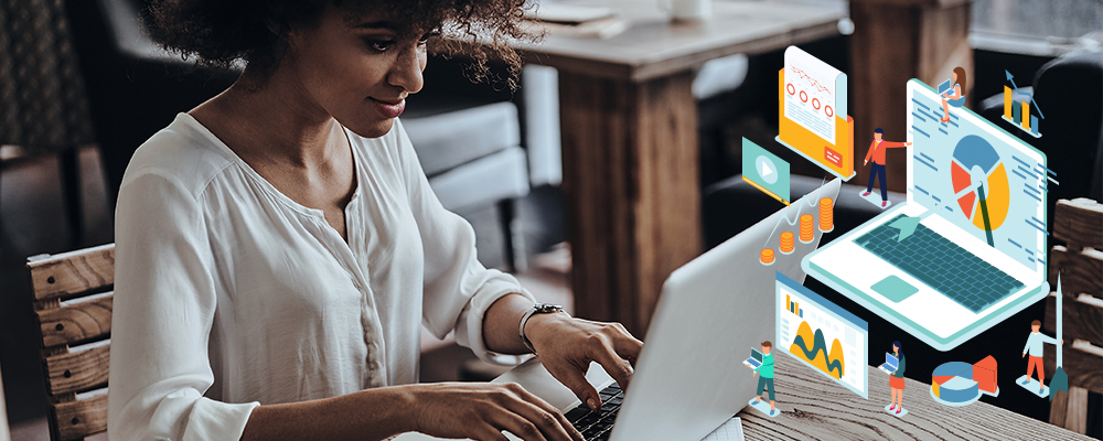 medical assistant working on digital marketing