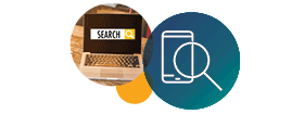 a laptop and search icon