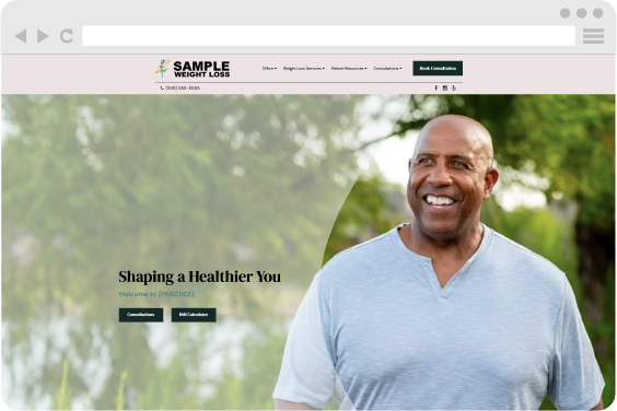 screenshot of sample of medical weight loss web design