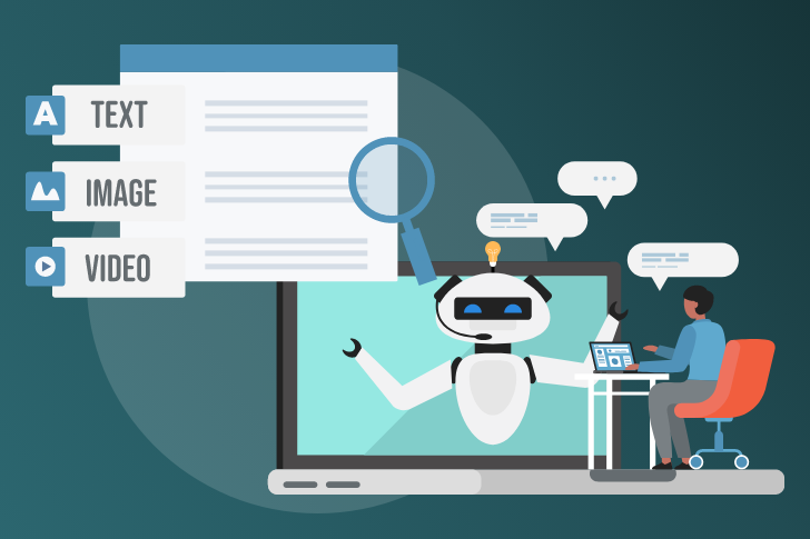 A laptop displays a friendly robot for google rankings with AI.