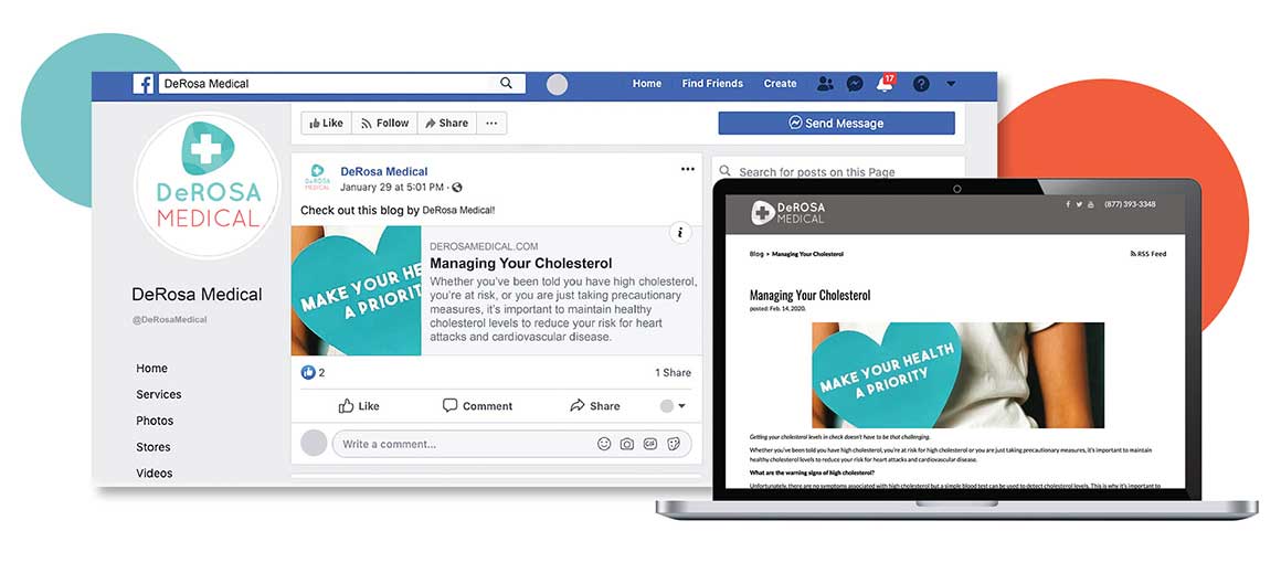 A Facebook page focused on healthcare blogs for doctors