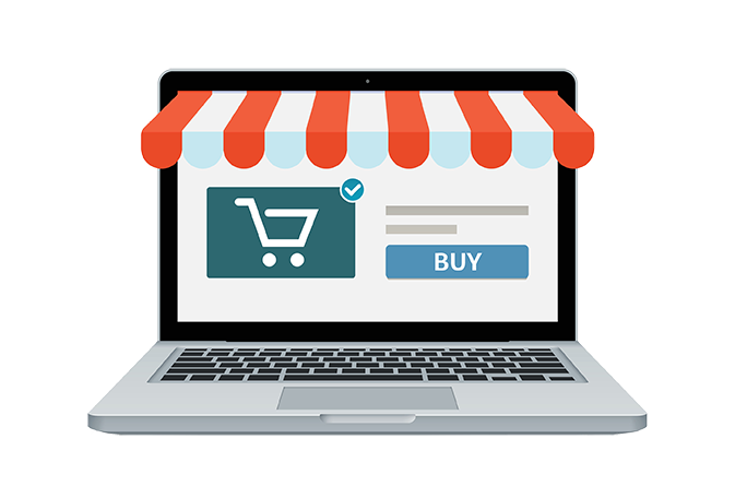 A laptop with an open screen displaying an online shopping interface for healthcare e-commerce