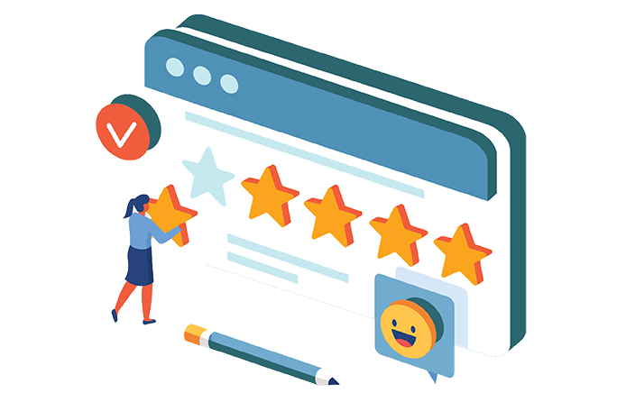 A digital rating system with five stars for reputation management for doctors