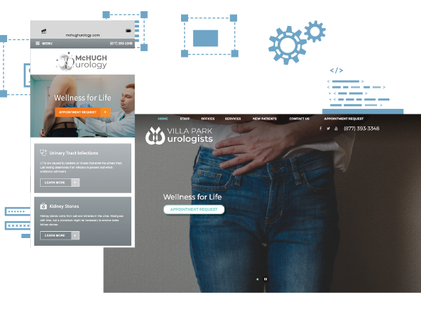 Urology website design layouts for Villa Park Urologists and McHugh Urology