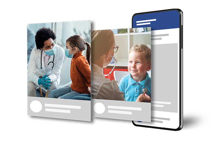 Physicians engaging with kids, illustrating the trust-building visuals used in Facebook ‎ads for medical practices.