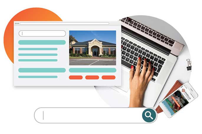 A web browser mockup beside a laptop and smartphone, representing SEO strategies used in cardiology marketing.
