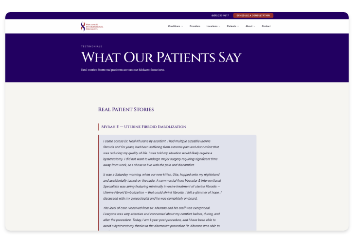 Feature of Note: Patient Testimonials
